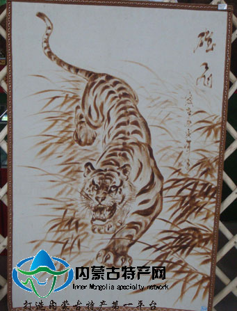 內蒙古特色手工藝品 蒙古氈畫 燙畫 裝修畫 蒙古族裝飾品毛氈風情 老虎