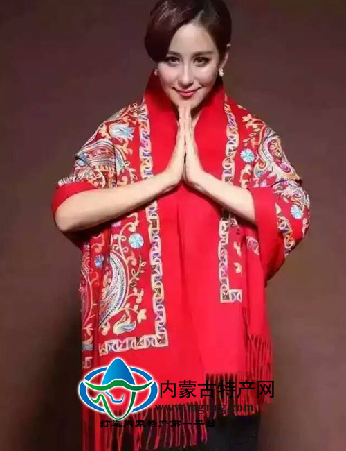 鄂爾多斯刺繡羊絨圍巾